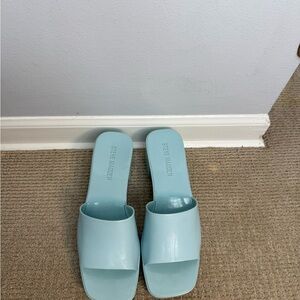 Steve Madden Baby Blue Block Heel Slides (NEW) 🩵